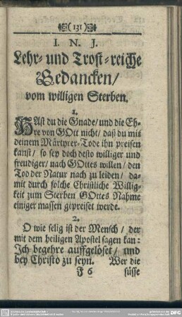 Lehr- und Trost-reiche Gedancken, vom willigen Sterben