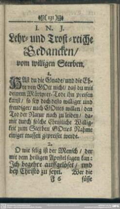 Lehr- und Trost-reiche Gedancken, vom willigen Sterben