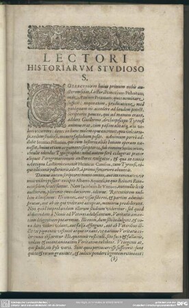 Lectori Historiarum Studioso S.