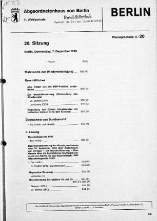 Nr. 20, 7. Dezember 1989