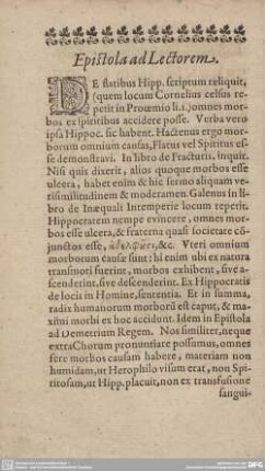 Epistola ad Lectorem.