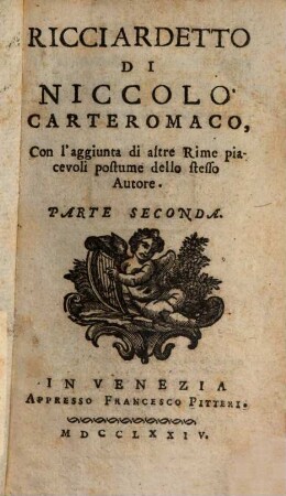 Ricciardetto : Con l'aggiunta die altre Rime piacevoli postume dello stesso Autore, 2