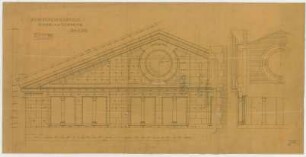 Thiersch, Friedrich von; Wiesbaden; Kurhaus - Giebel Südseite (Teilansicht, Schnitt)