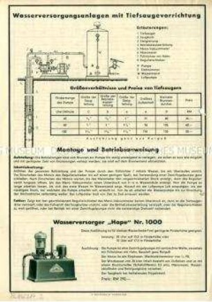Selbsttätige Wasserversorgungsanlagen