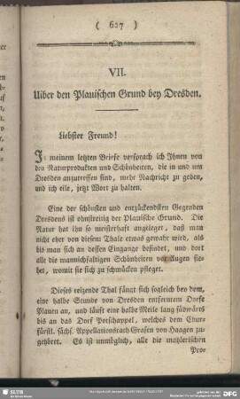 VII. Uiber den Plauischen Grund bey Dresden