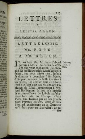 Lettre LXXXIX. - Lettre XC.