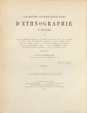 Internationales Archiv für Ethnographie = Archives internationales d'éthnographie. 5, 5. 1892