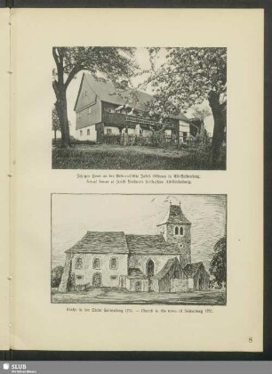 Jetziges Haus an der Geburtsstätte Jakob Böhmes in Alt-Seidenberg - Kirche in der Stadt Seidenberg 1751
