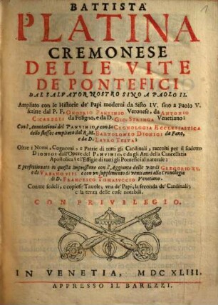 Delle Vite De' Pontefici : Dal Salvator Nostro Sino A Paolo II.