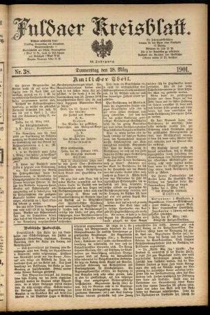 Erste Ausgabe vom Donnerstag, den 28. März 1901.