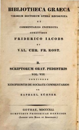 Xenophontis Opera omnia, 2. Continens de Socrate commentarios