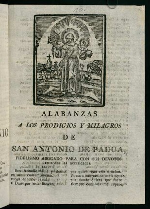 Alabanzas A Los Prodigios Y Milagros De San Antonio De Padua