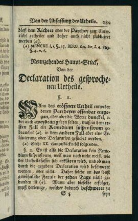281-286, Neunzehendes Haupt-Stück, von der Declaration des gesprochenen Urtheils