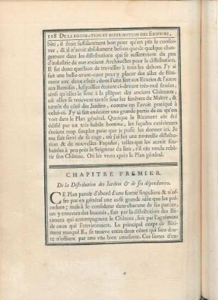 Chapitre Premier. De la Distribution des Jardins & de ses dépendances.