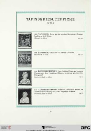 Tapisserien, Teppiche etc. (Nr. 338-490)
