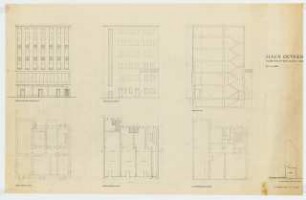 Haus Oetker Kurfürstendamm 228 / Augsburger Straße 35, Berlin-Charlottenburg: Lageplan 1:500, Grundrisse, Schnitt und Ansichten 1:100