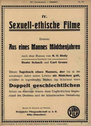 Aus eines Mannes Mädchenjahren