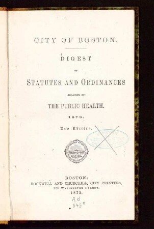 Digest of statutes and ordinances relating to the public health