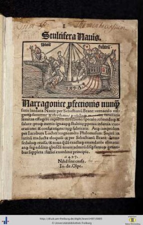 Stultifera Nauis : Narragonice p[er]fectionis nunq[ue] satis laudata Nauis