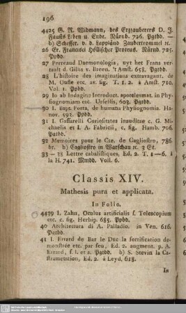 Classis XIV. Mathesis pura et applicata