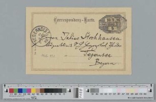Postkarte an Julius Stockhausen