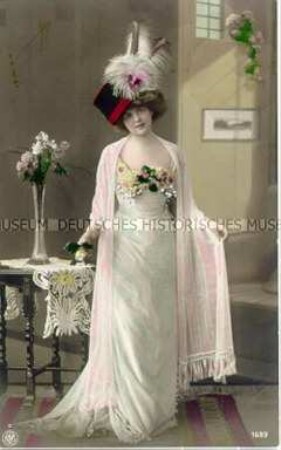 Postkarte mit Frauenbild