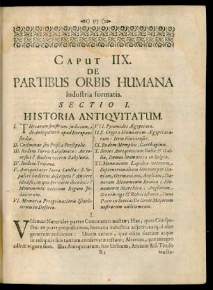 Sectio I. Historia Antiquitatum.