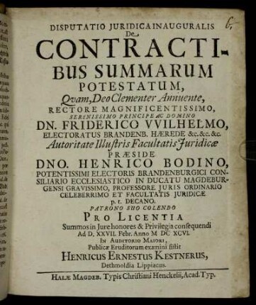 Disputatio Iuridica Inauguralis De Contractibus Summarum Potestatum
