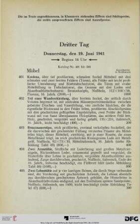 Dritter Tag: Donnerstag, den 19. Juni 1941, Beginn 14 Uhr (Nr. 401-592)