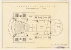 Wiederaufbau der Oper, Dresden: Grundriss Bühnengeschoss 1:500