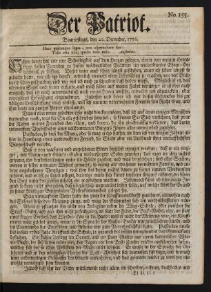No. 155. Donnerstags, den 20. December, 1726