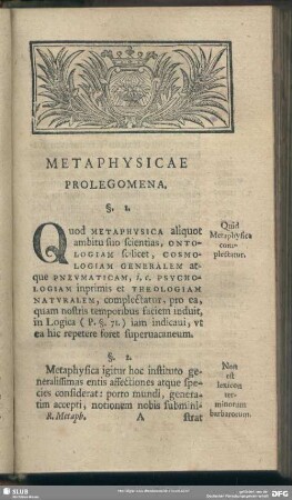 Metaphysicae Prolegomena
