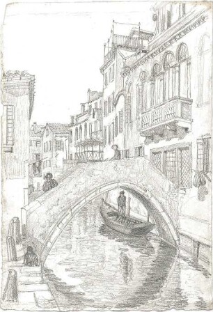 Wach, Hugo; Italien; Reisezeichnungen - Brücke in Venedig (Perspektive)