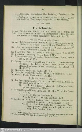 IV. Lehrmittel