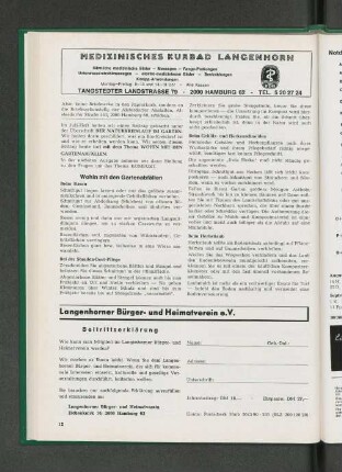 Langenhorner Bürger- und Heimatverein Beitrittserklärung