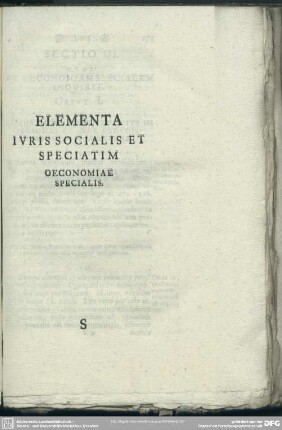 Elementa Iuris Socialis Et Speciatim Oeconomiae Specialis