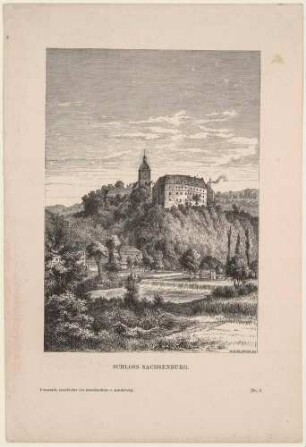 Das Schloss Sachsenburg nördlich von Frankenberg/Sachsen über die Zschopau von Westen gesehen