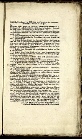 Gnädigste Verordnung, die Abstellung der Mißbräuche bey Hochzeiten, Kindtaufen, Leichen [et]c. betreffend : Zweybrücken den 17 Decemb. 1771