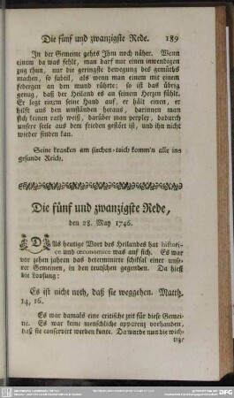 Die fünf und zwanzigste Rede, den 28. May 1746