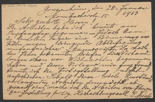 Brief an B. Schott's Söhne : 28.01.1913