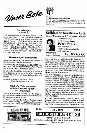 Sülldorfer Zubauernstelle "Mähl - Ernst von Appen" : (siehe Titelblatt)