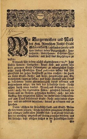 Differentiae juris provincialis Franconici et juris consvetudinarii, nunc, ob expressam sanctionem, statutarii Svinfurtensis, iuxta seriem materiarum, part. III. in illo contentarum : nach welchen sowohl alldasige Burgerschafft als dero Unterthanen auf d. Land sich zu richten, darnach auch bey vorkommenden Fällen zu urtheilen u. zu sprechen = Anmerkungen, in welchen kürzlich enthalten, worinnen von den Fränckischen Landrechten, und zwar insonderheit in dessen 3. Theil, des Heiligen Römischen Reichs freyen Stadt Schweinfurth Stadt-Recht unterschieden, und wo dieses hingegen mit jenem übereinkommt