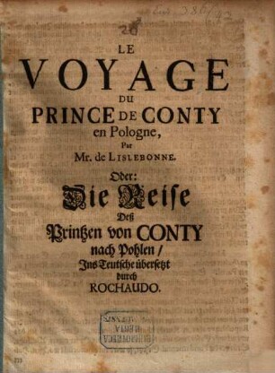 Le Voyage du prince de Conty en Pologne