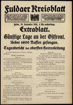Ausgabe vom Dienstag, den 19. September 1916.