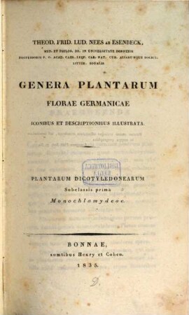 Genera plantarum florae germanicae : iconibus et descriptionibus illustrata, [4]. Plantarum dicotyledonearum Subclassis prima Monochlamydeae