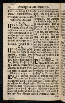 14-25, Evangelium am Neuen Jahrs-Tag; ...