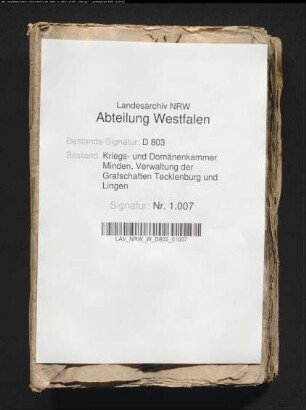 Abnahme der Zuschlagsgelderrechnungen von der Grafschaft Lingen