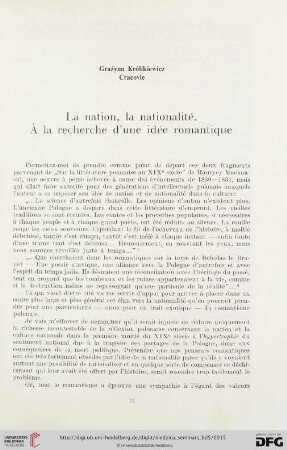 Królikiewicz, Grażyna (Cracovie): La nation, la nationalité. À la recherche d'une idée romantique
