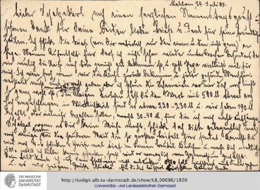 Postkarte vom 24.07.1908