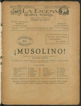 ¡Musolino! : sainete en un acto y dos cuadros